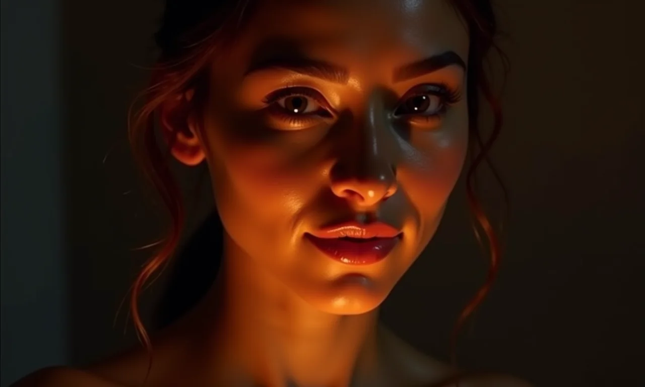 Modelo com iluminador brilhante realçando os pontos fortes do rosto.