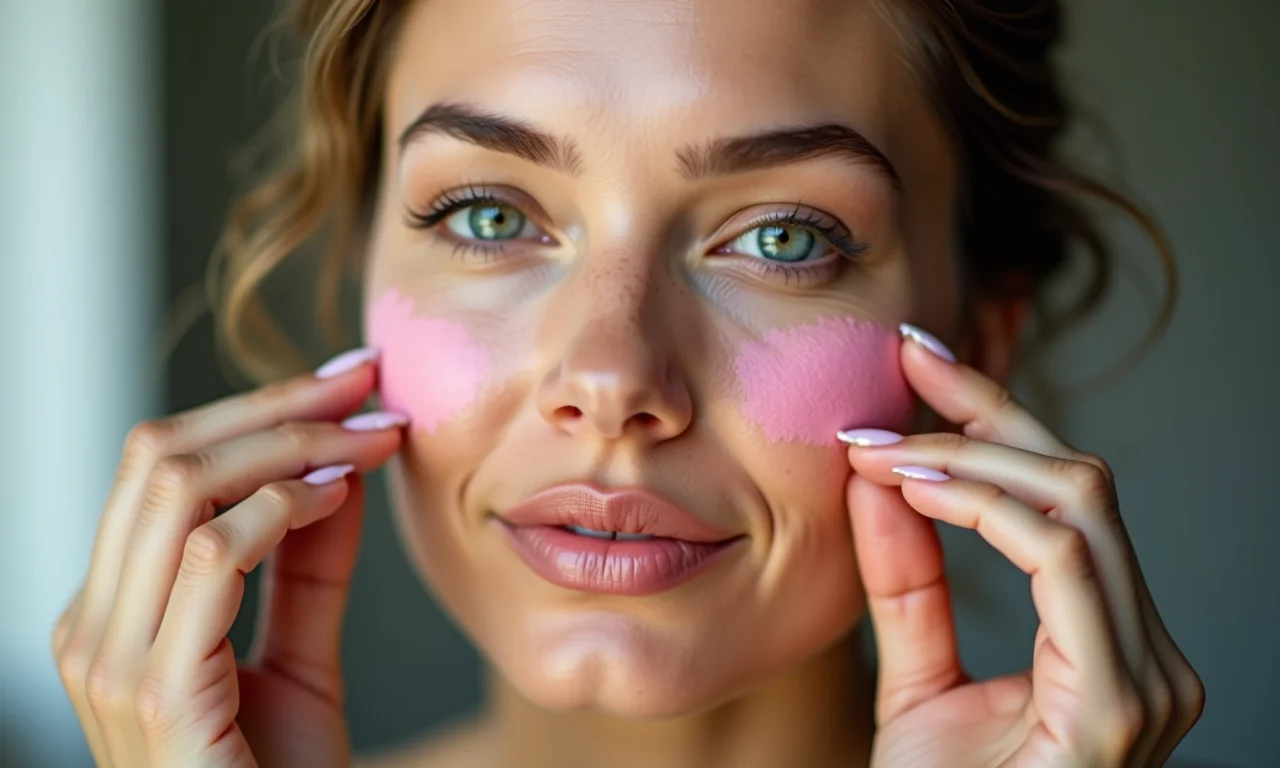 Modelo preparando a pele com sérum hidratante antes da maquiagem neon.