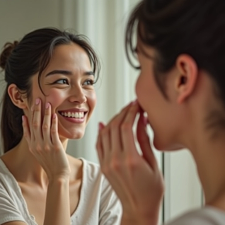 Mulher aplicando BB cream para rotina de beleza prática.