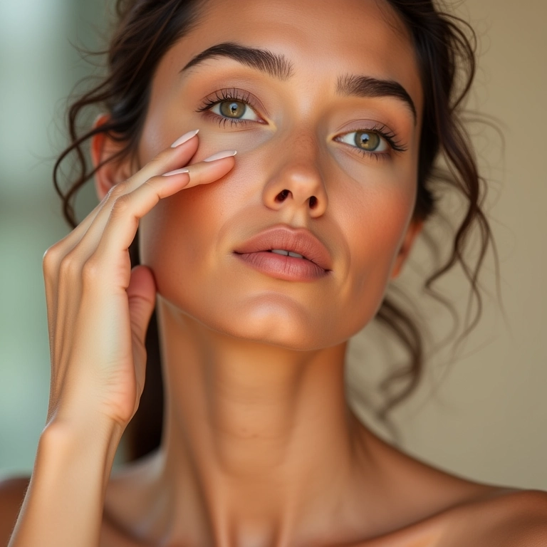 Mulher aplicando CC Cream com antioxidantes para uma pele saudável.