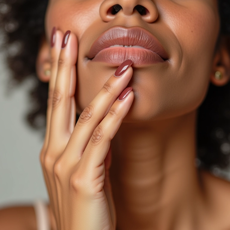 Mulher aplicando iluminador cremoso com o dedo.