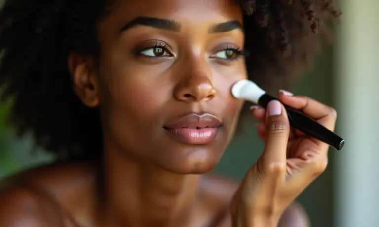 Mulher aplicando primer para pele perfeita.