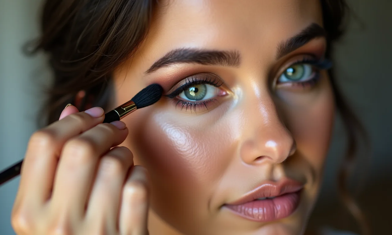 Mulher aplicando sombra em tons neutros e esfumados para o olhar marcante foxy eyes.