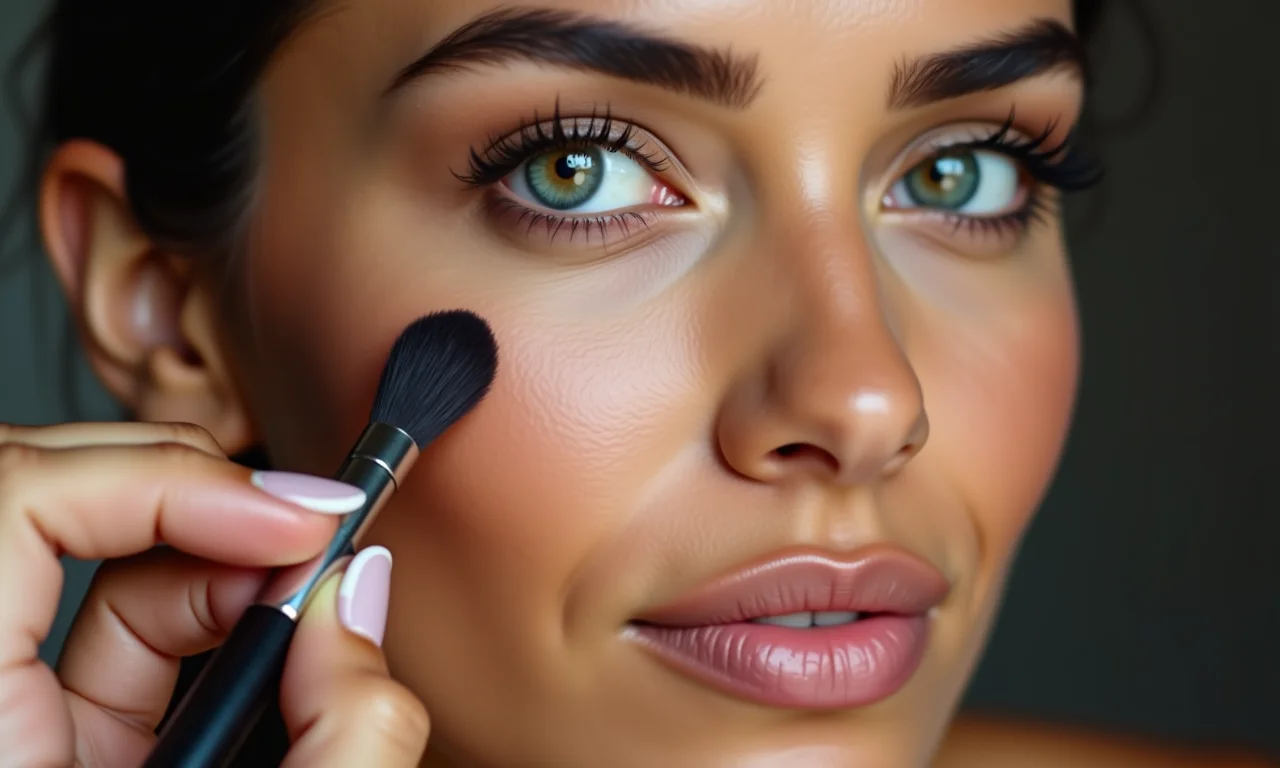 Mulher brasileira aplicando maquiagem natural glam