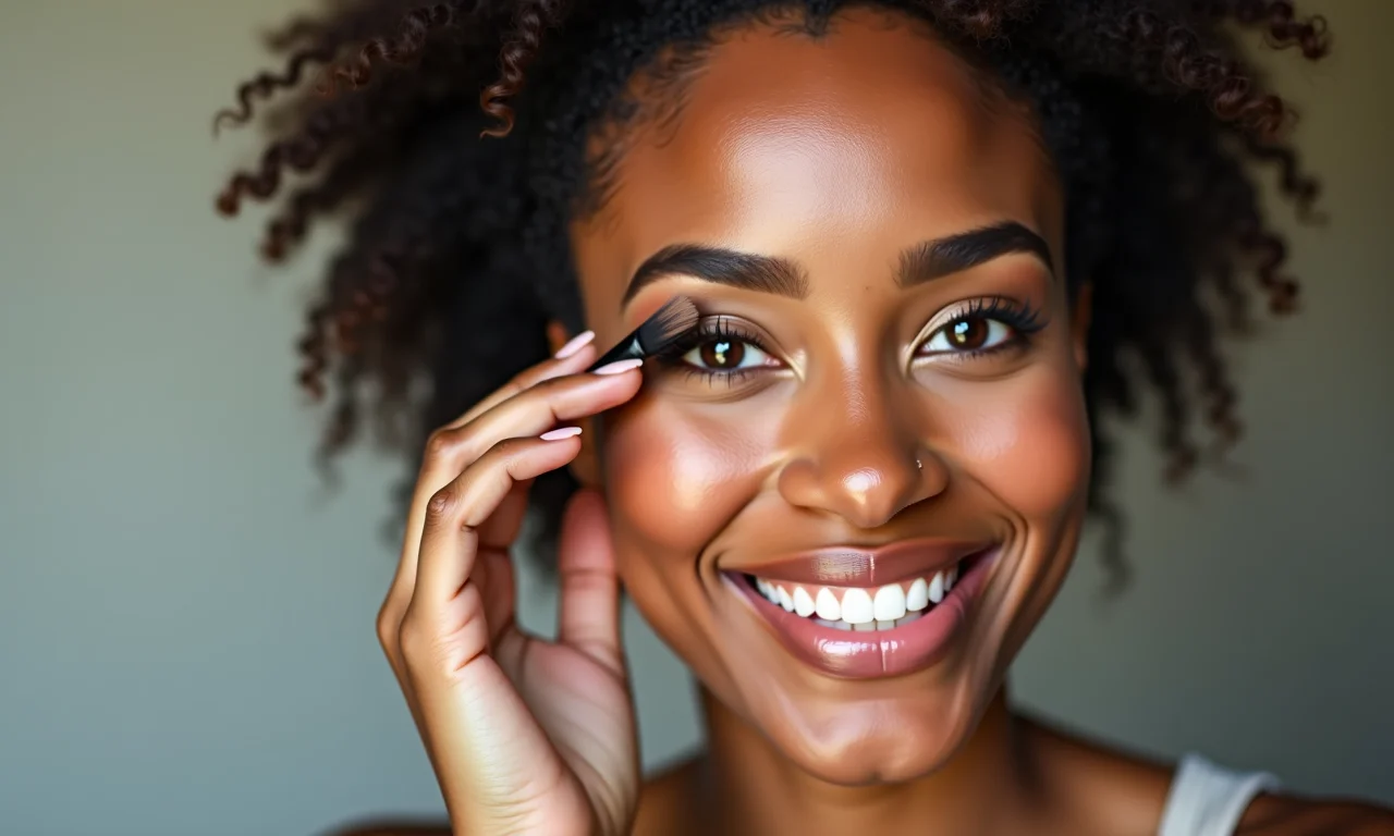 Mulher brasileira aplicando produtos veganos e cruelty-free.