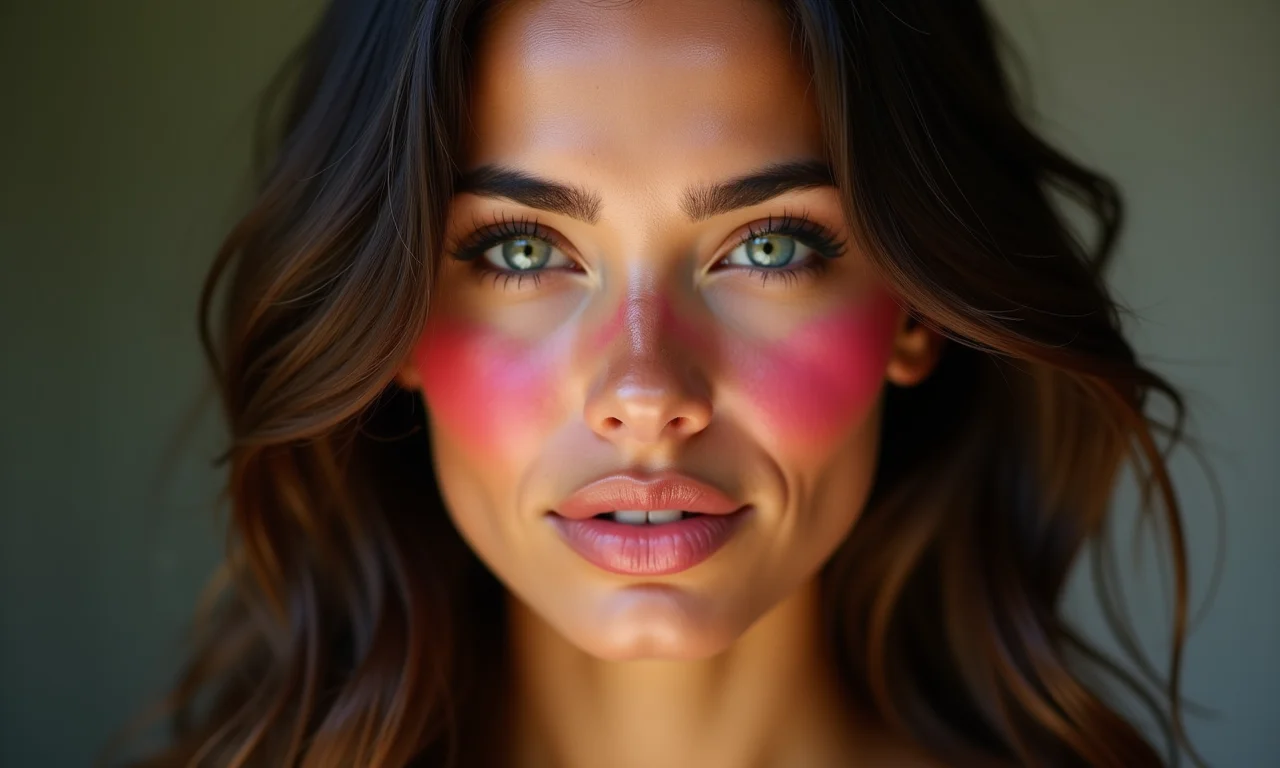 Mulher brasileira com blush marcado.