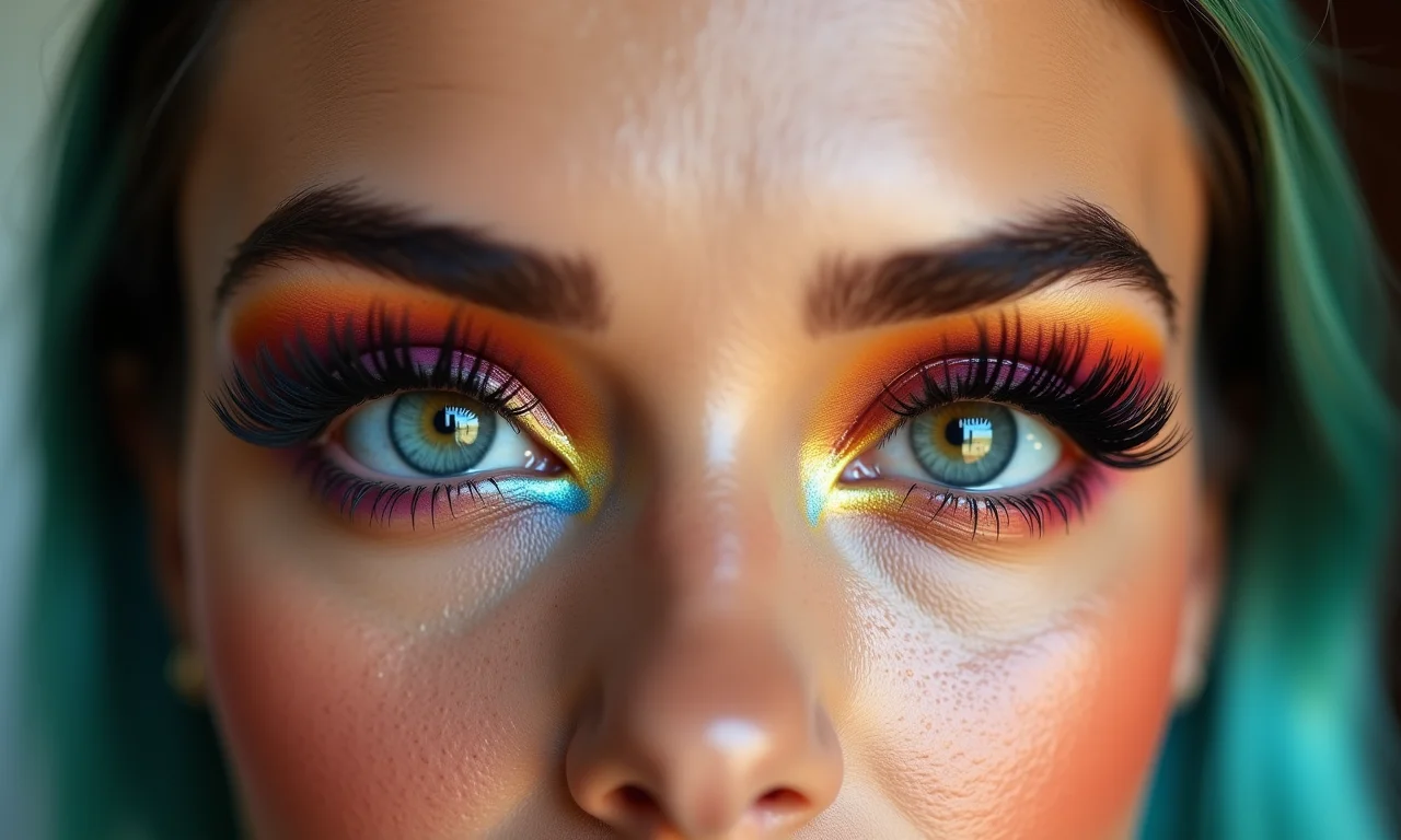 Mulher brasileira com cílios postiços dramáticos.