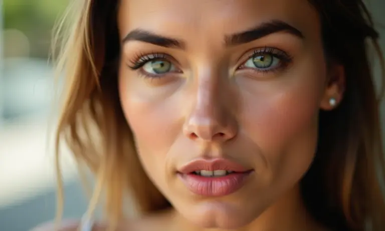 Mulher brasileira com pele perfeita, efeito pêssego, maquiagem para poros.