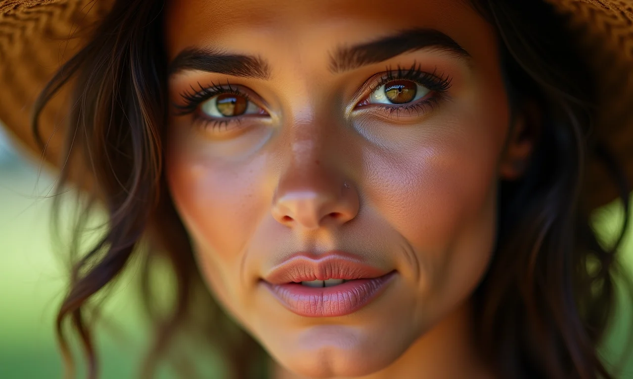 Mulher brasileira de olhos castanhos com maquiagem que realça o olhar.