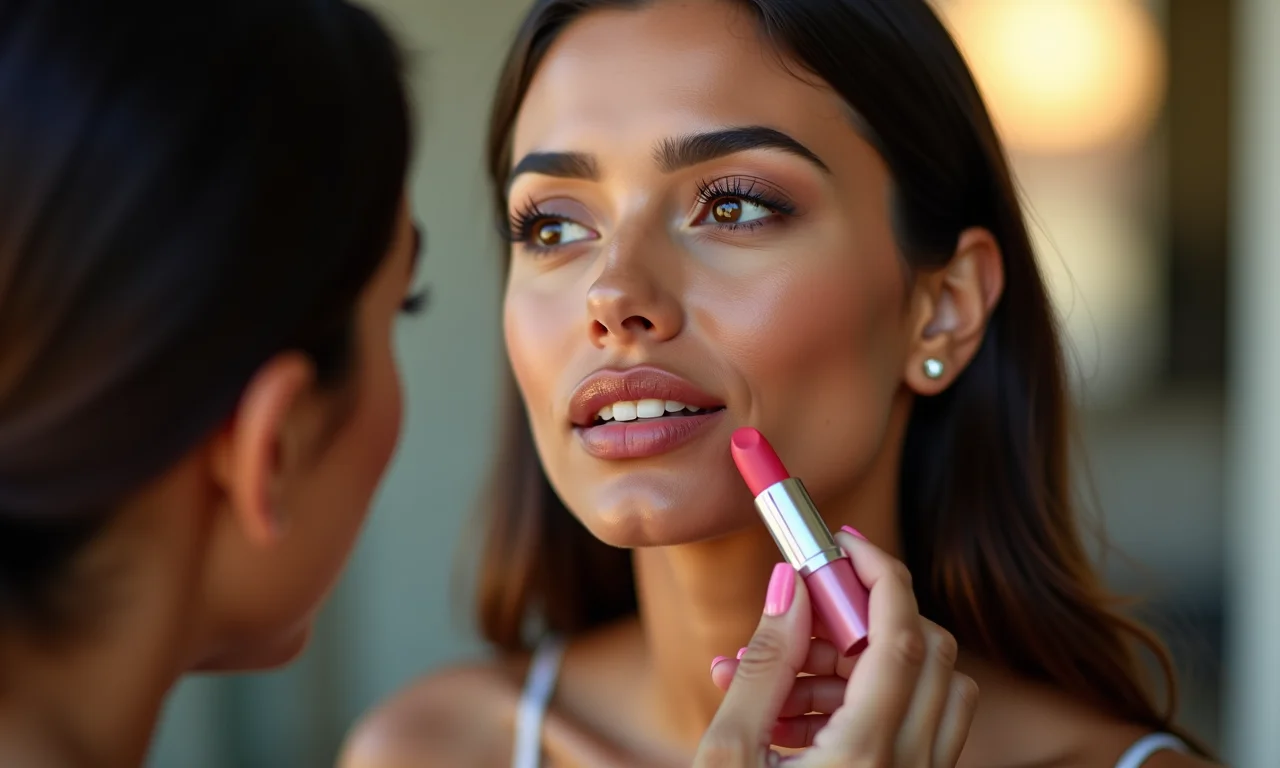 Mulher brasileira escolhendo o tom de batom ideal.