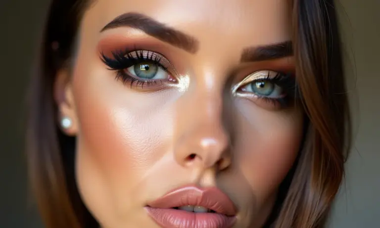 Mulher com maquiagem cut crease semi-aberto elegante.