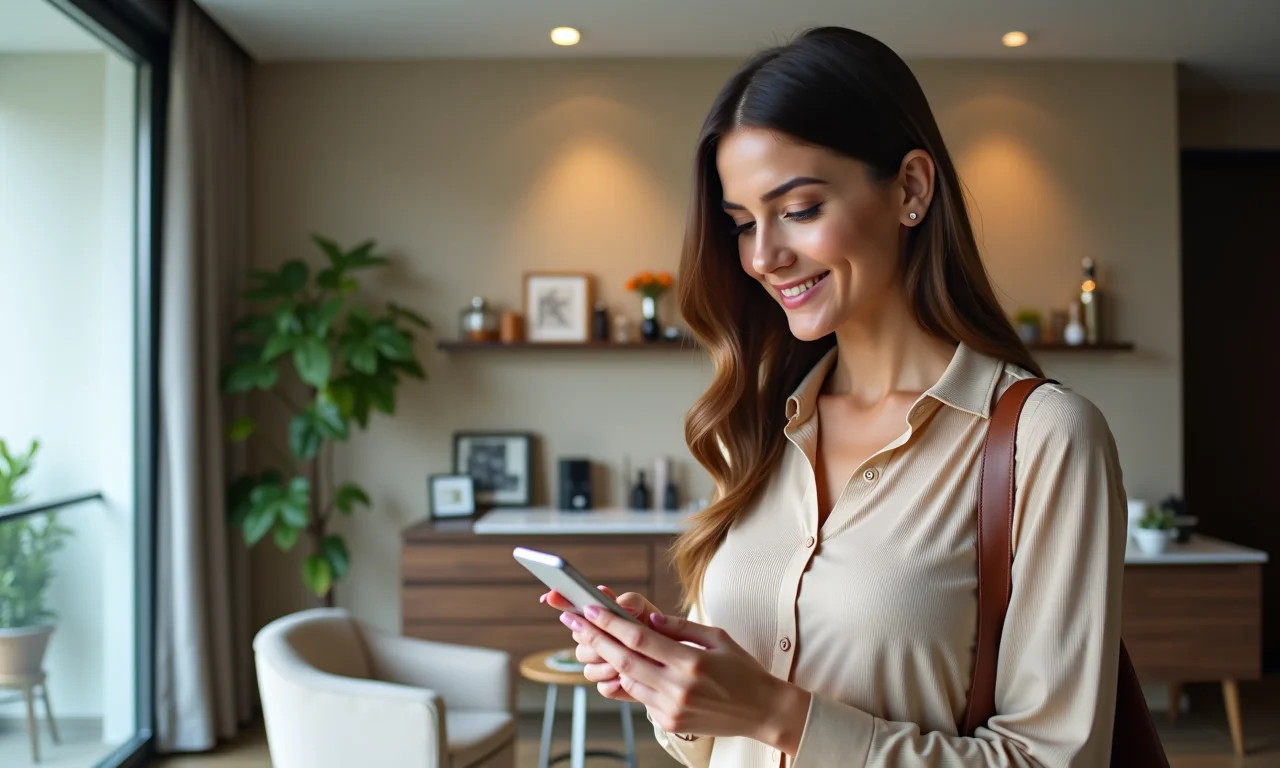 Mulher comparando preços de bases online.