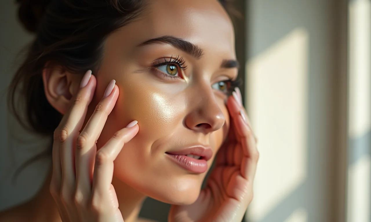Mulher de pele oleosa aplicando base de alta cobertura matte.