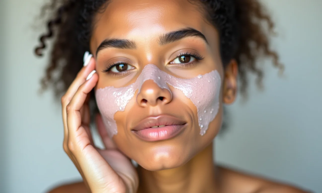 Mulher hidratando o rosto antes da maquiagem.