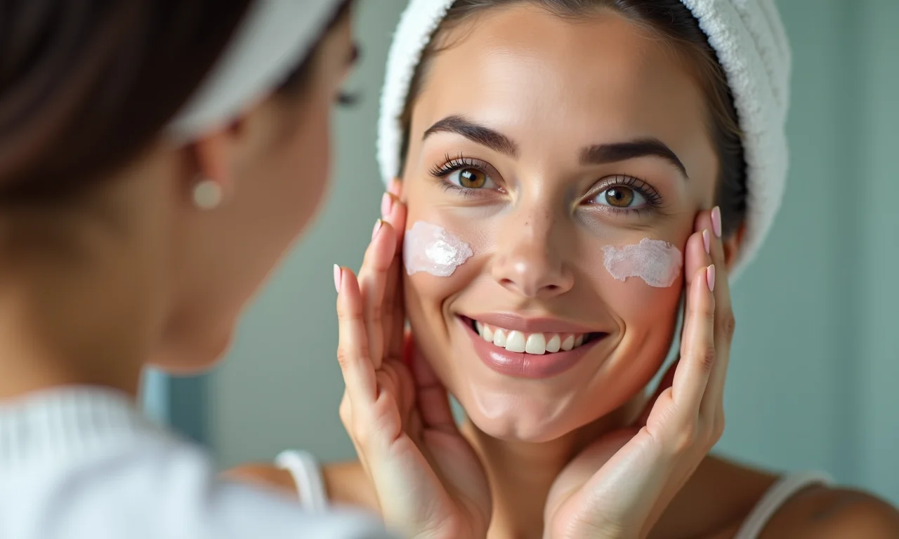 Mulher preparando a pele com sérum antes da maquiagem.