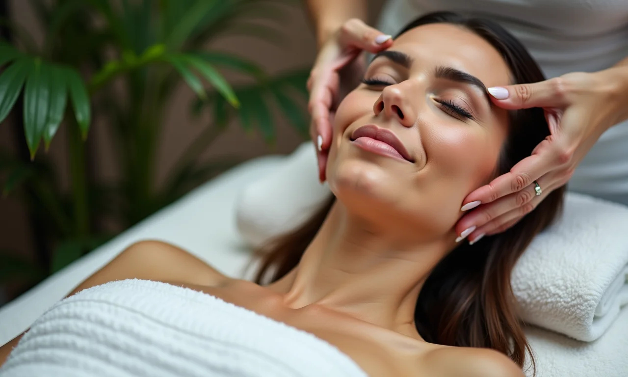 Mulher recebendo drenagem linfática facial para olheiras.
