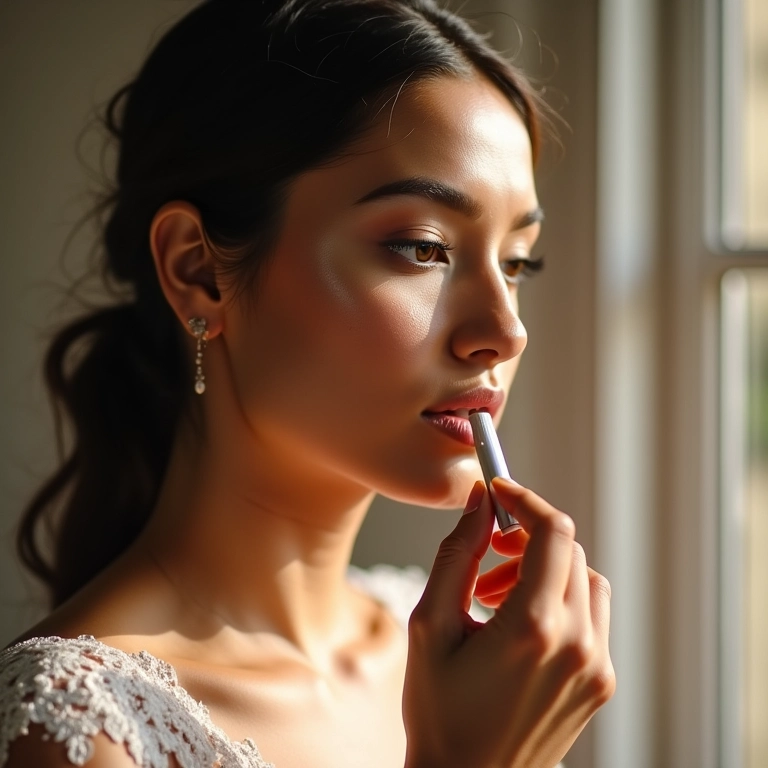 Noiva aplicando primer vegano, uma escolha consciente para o casamento.