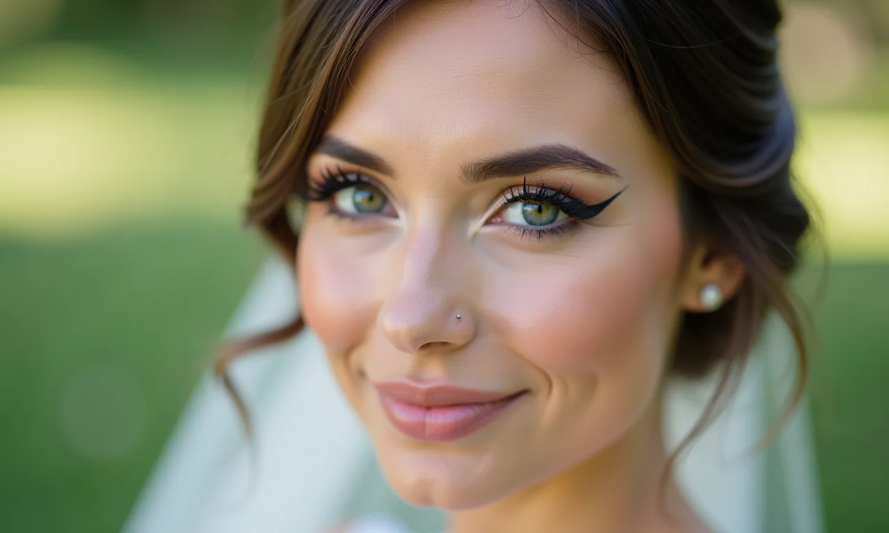 Noiva com delineado discreto e elegante na maquiagem.