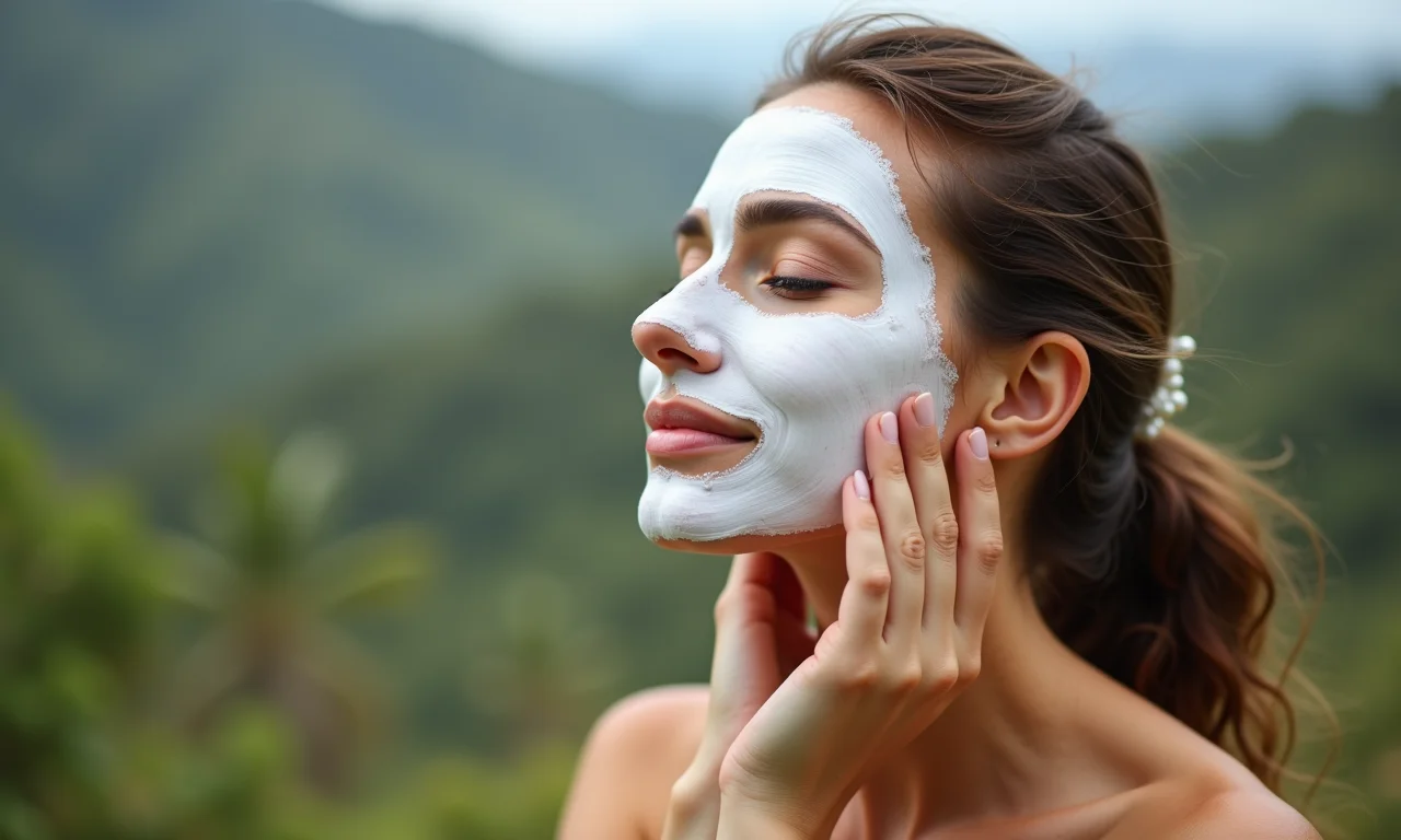 Noiva preparando a pele com máscara facial antes da maquiagem.