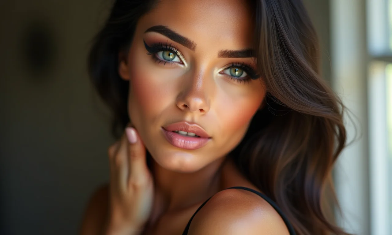 Olhos de boneca com delineado gatinho e maquiagem coquette aesthetic.