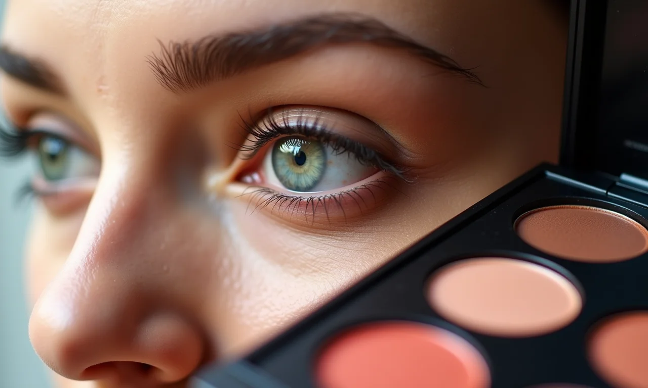 Paleta de sombras com cores de transição.