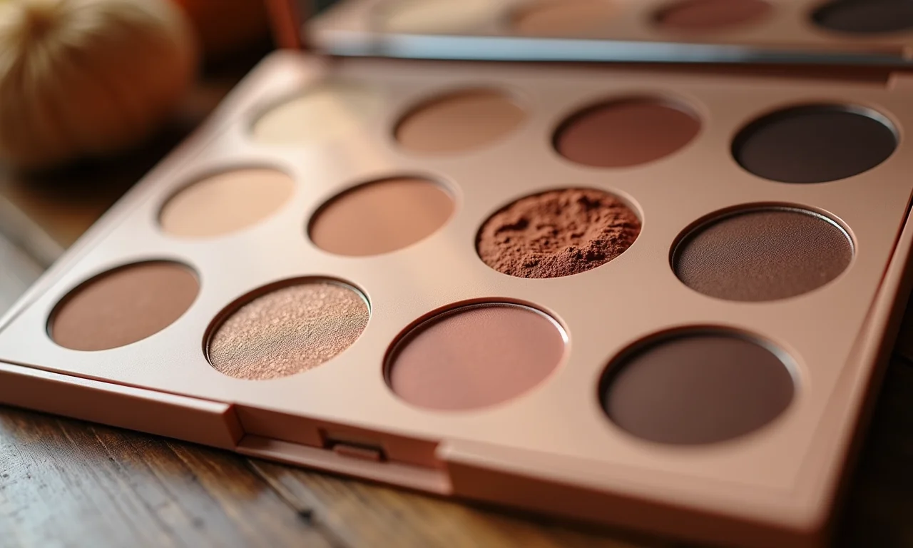 Paleta de sombras neutras e opacas para maquiagem.