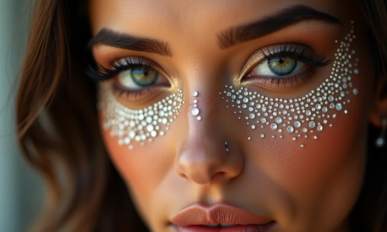 Pedrinhas e strass na maquiagem Euphoria.