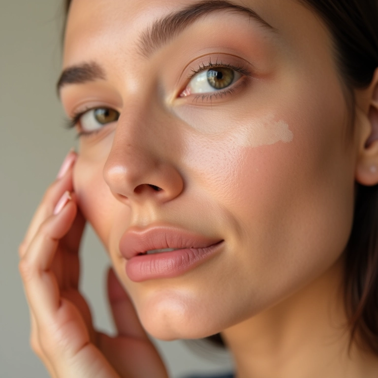 Pele com acabamento matte e aveludado após o uso do CC Cream.