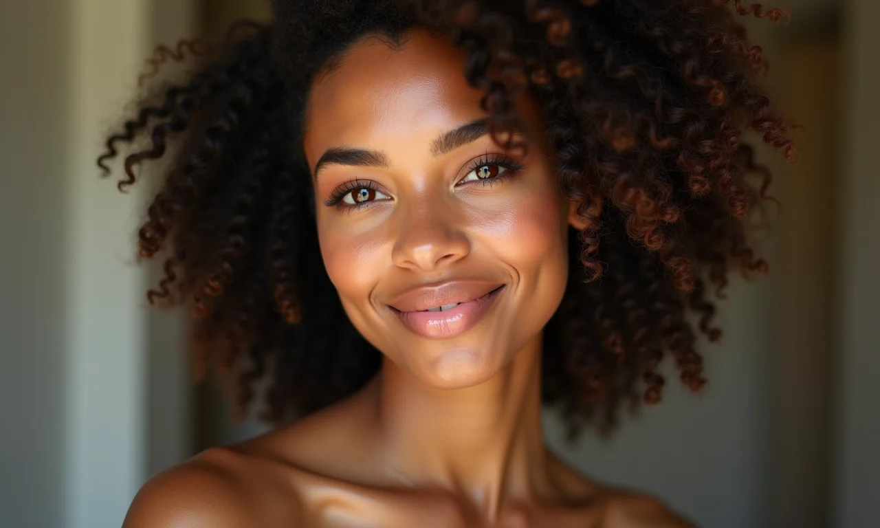 Pele com aspecto natural e свежий na maquiagem.