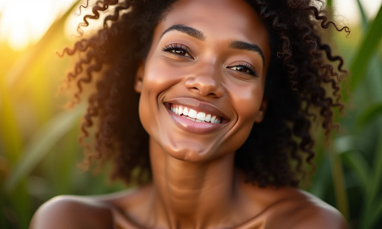 Pele iluminada e radiante com maquiagem estilo sereia urbana.