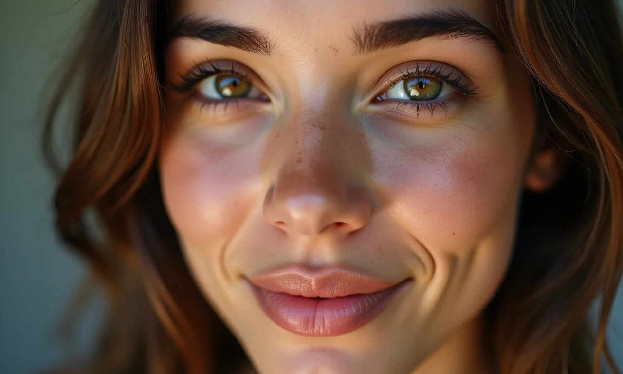 Pele natural com toque de glow, maquiagem minimalista.