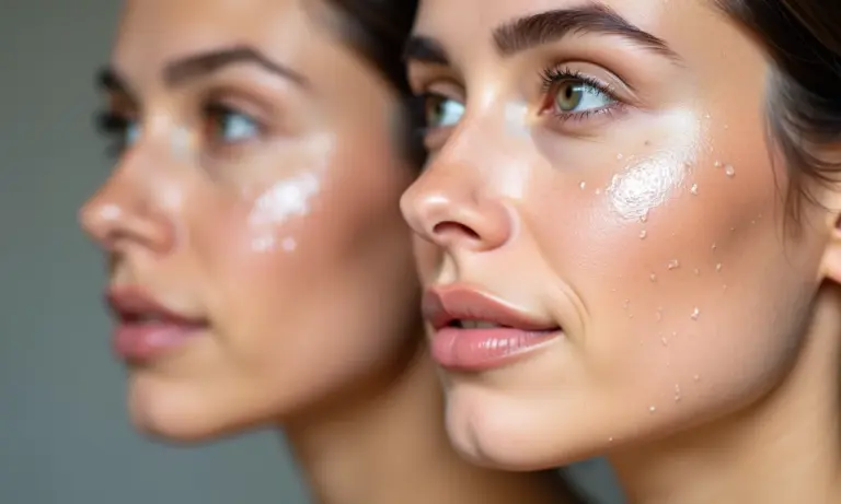 Pele seca e craquelada antes e depois da hidratação