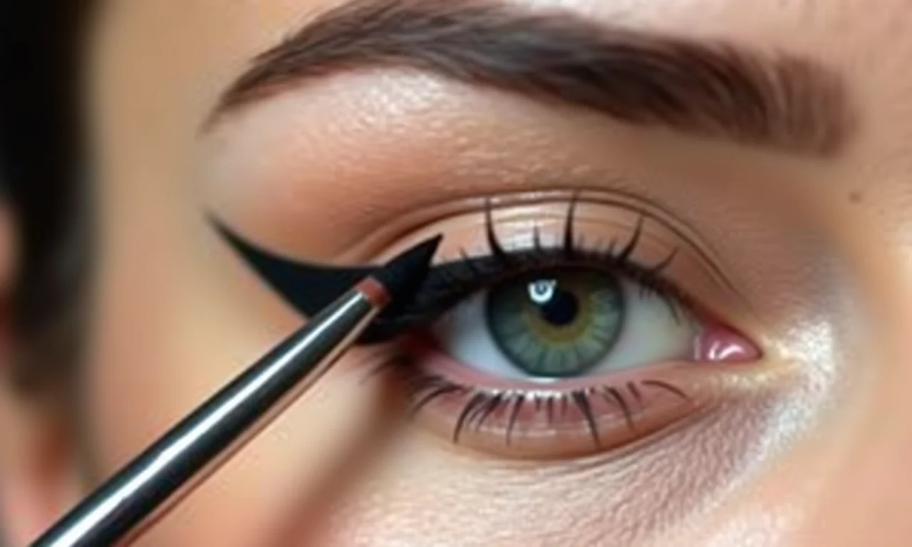 Pincel chanfrado para delineado perfeito.