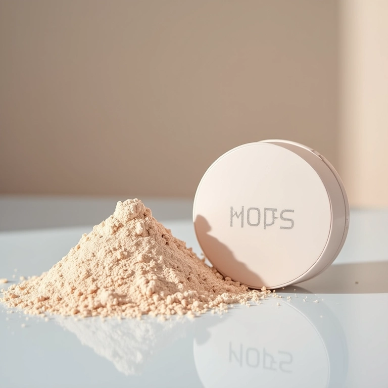 Pó não comedogênico solto e compacto.