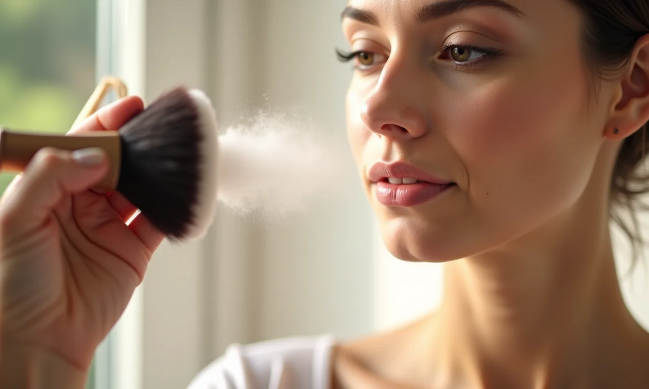 Pó translúcido selando a maquiagem