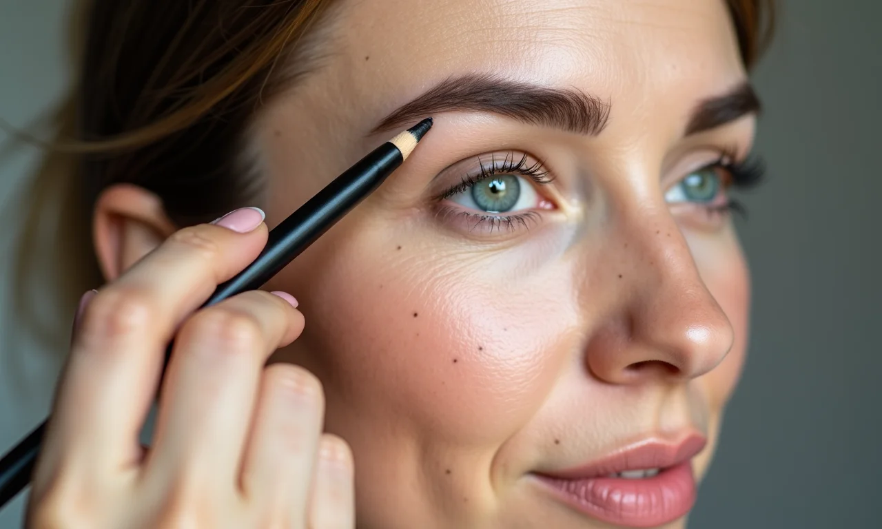 Preenchimento de sobrancelhas para harmonizar o olhar em pele madura.