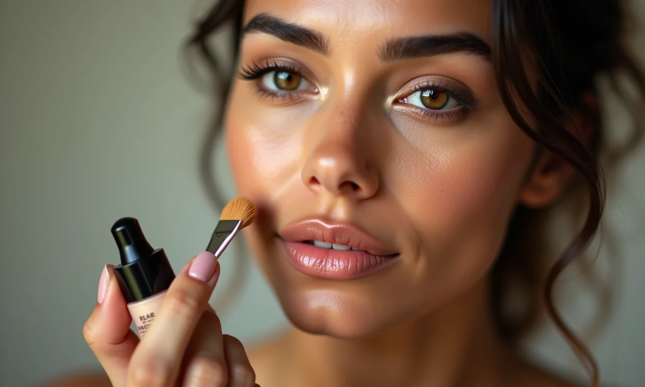 Preparação da pele com base para maquiagem dark baddie.