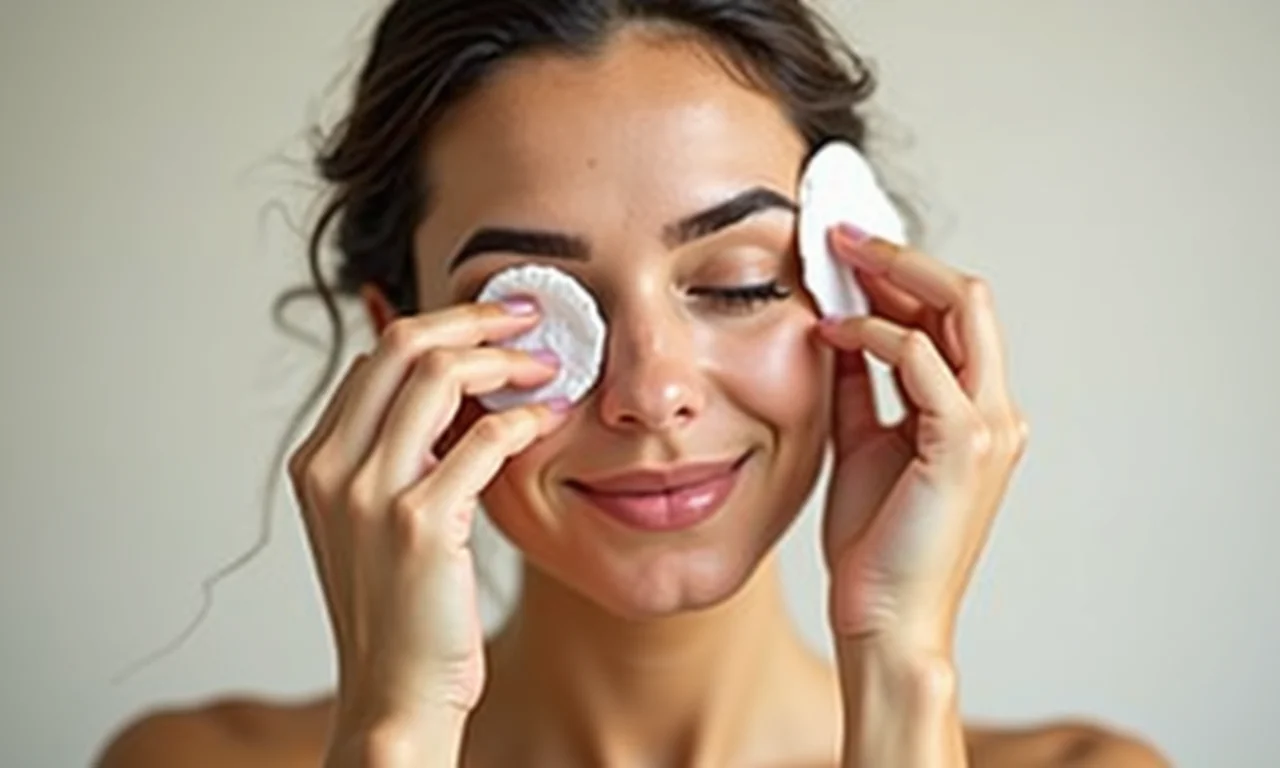 Preparando a área dos olhos: limpeza com água micelar antes do tightlining.