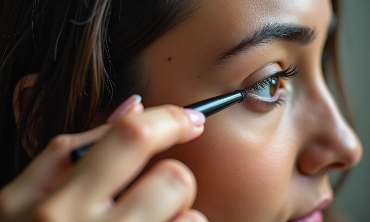 Preparando a pálpebra para o delineado.