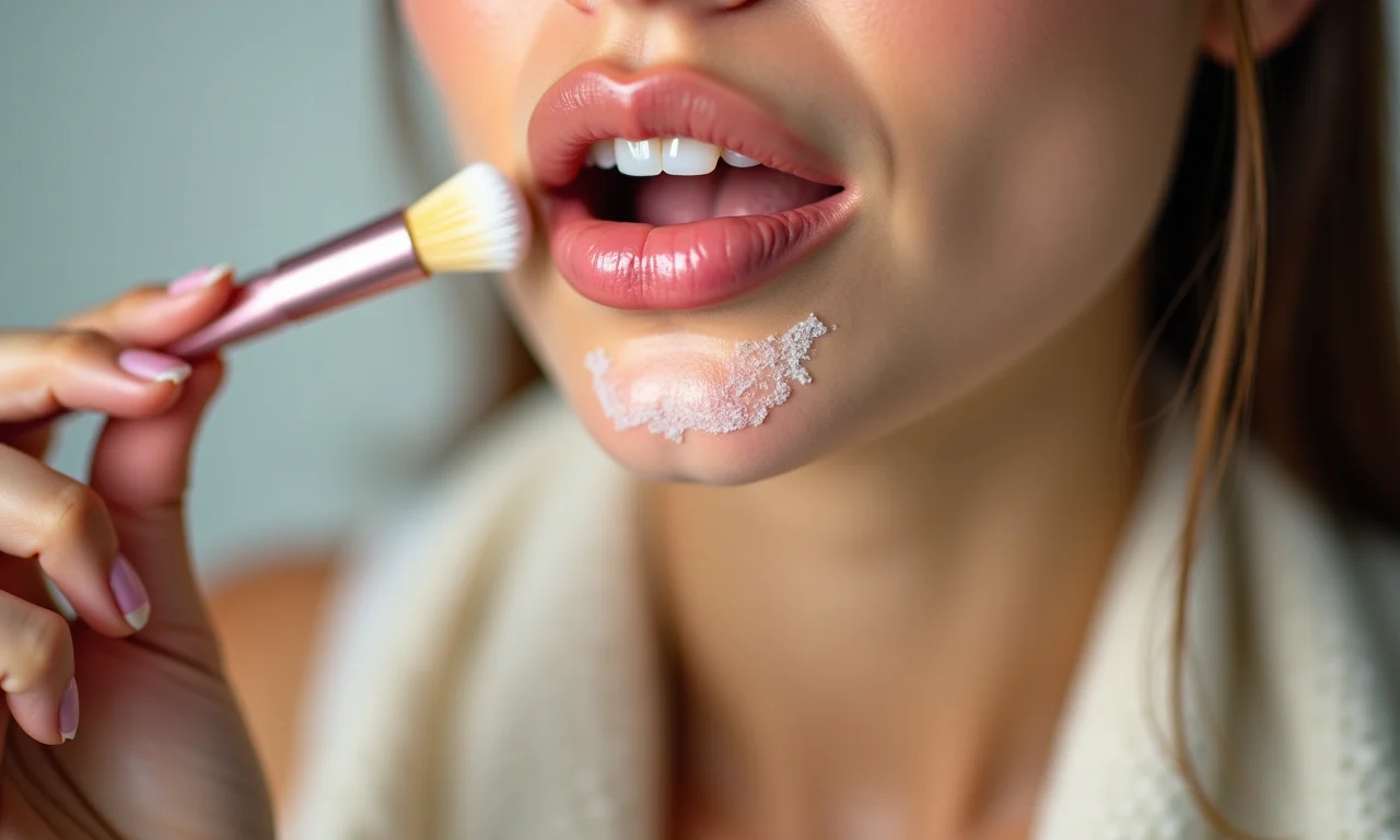 Preparando os lábios para a aplicação do contorno labial.