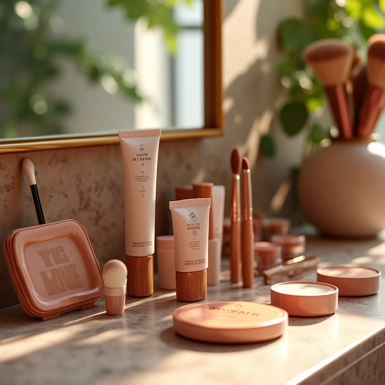 Produtos de maquiagem para contorno facial.