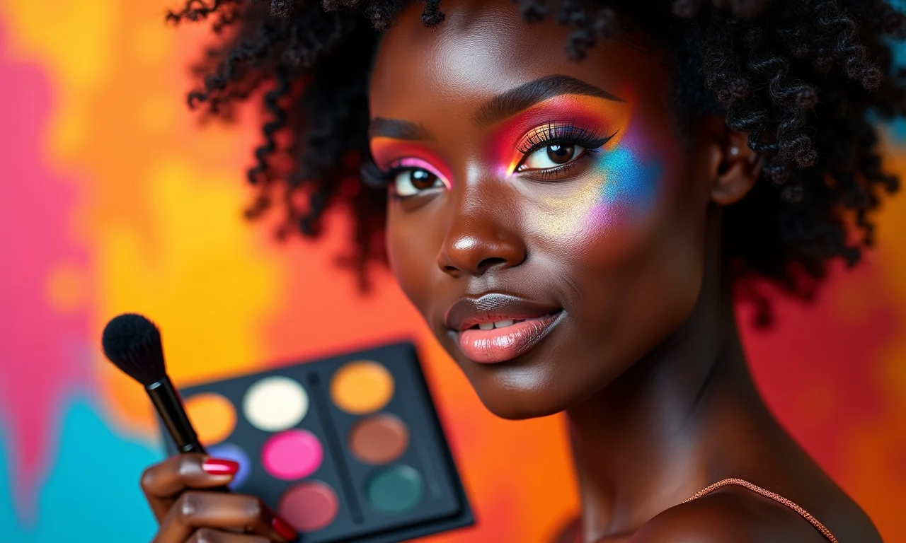 Produtos essenciais para esfumado colorido em pele negra.