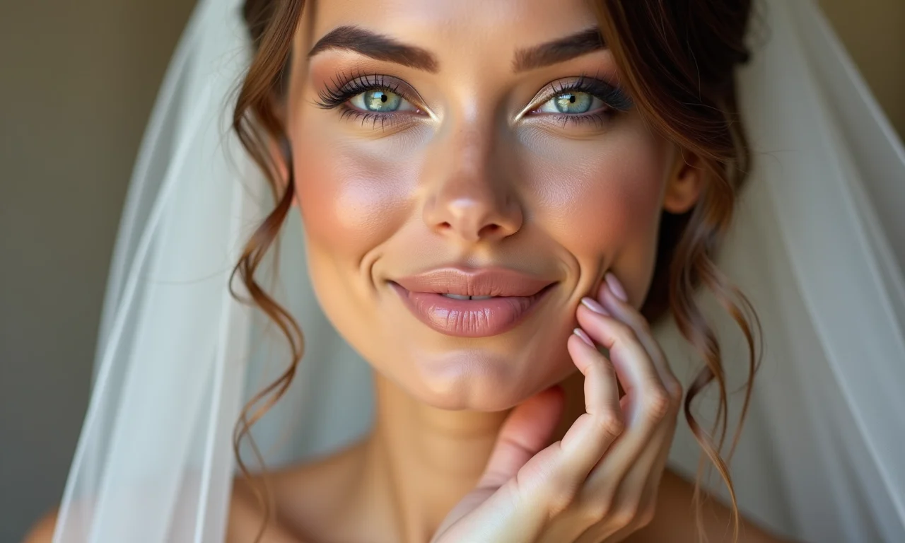 Produtos nacionais de maquiagem para casamento civil de dia.