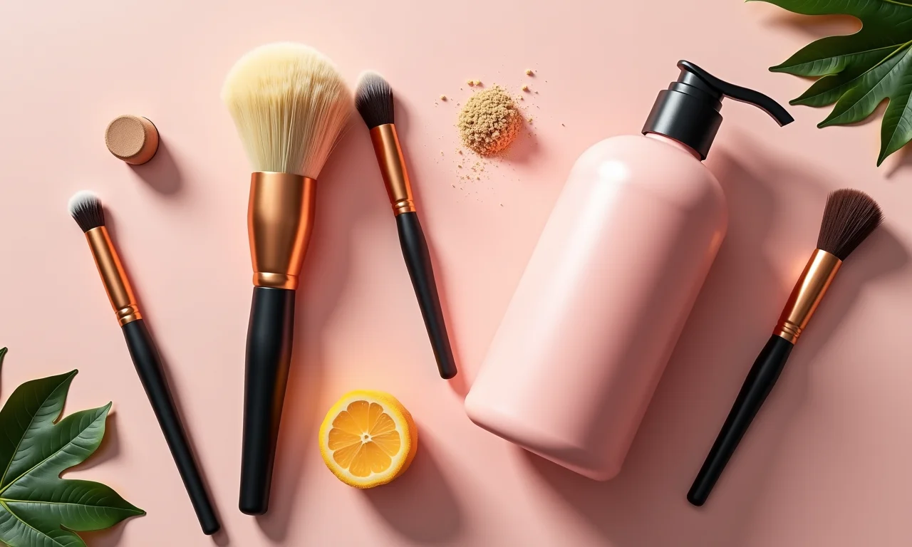 Produtos para lavar pincéis de maquiagem: sabão neutro e limpador específico.