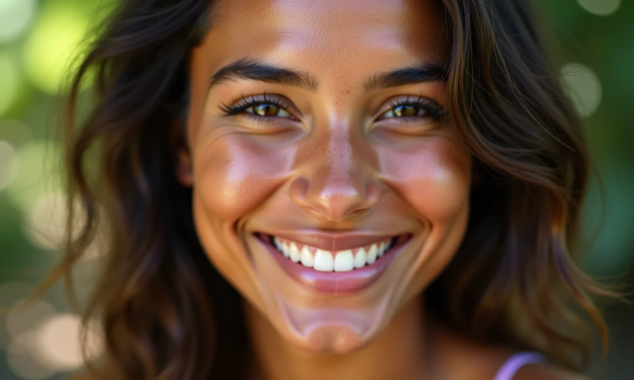 Rosto de mulher brasileira com maquiagem matte para pele oleosa no verão.