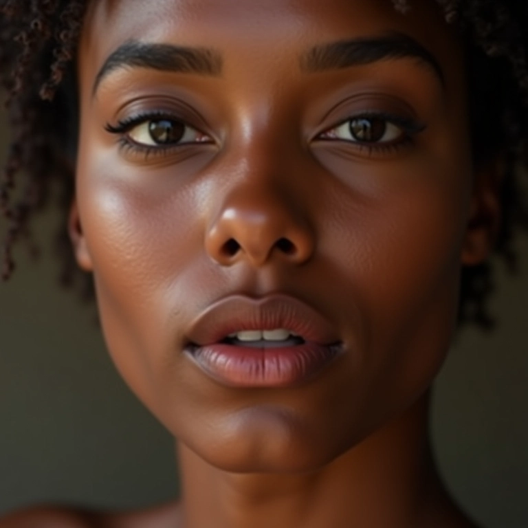 Rosto de mulher com pele impecável e base matte natural.