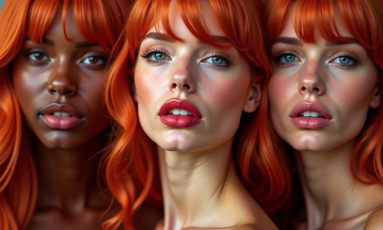 Ruivas com batons diferentes.