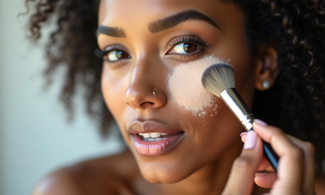 Selando a pele com pó translúcido.