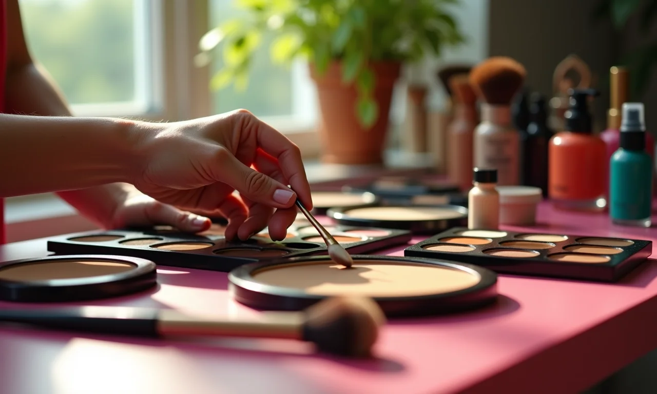 Seleção de produtos de contorno para rosto.