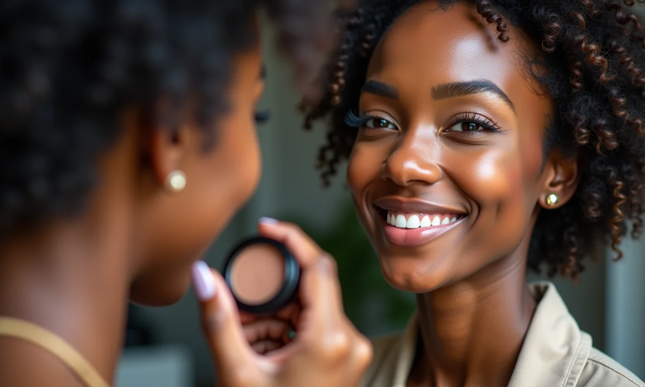 Selecionando produtos específicos para maquiagem com sardas.